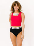 Red Square-Neck Crop