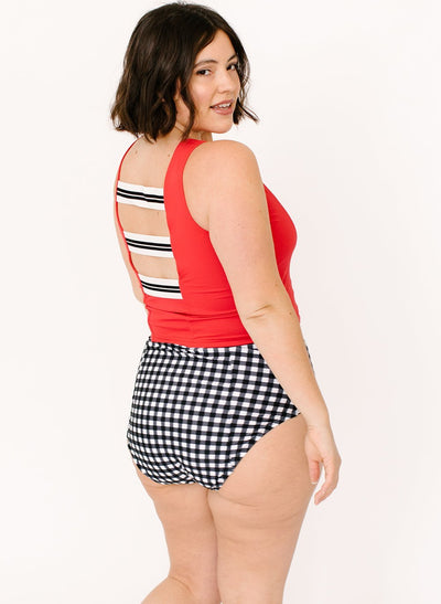 Red Square-Neck Crop - X-SMALL / Red