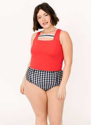 Red Square-Neck Crop