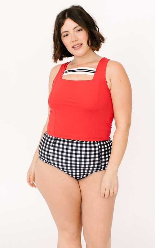 Red Square-Neck Crop