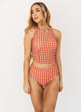 Rust Gingham Racer-Back Crop