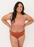 Rust Gingham Racer-Back Crop