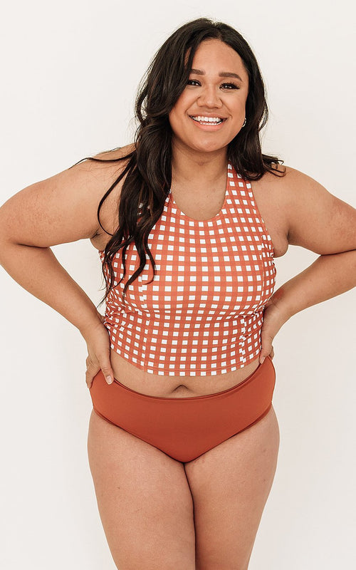 Rust Gingham Racer-Back Crop