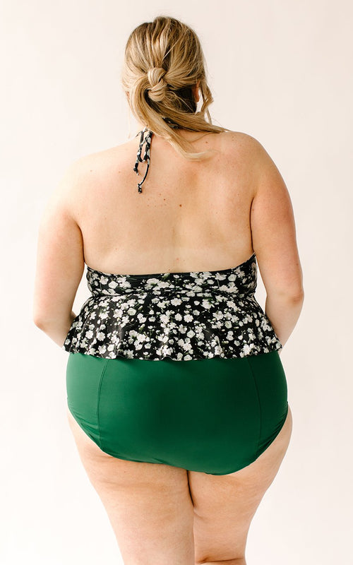 Tiny Floral High-Neck Peplum