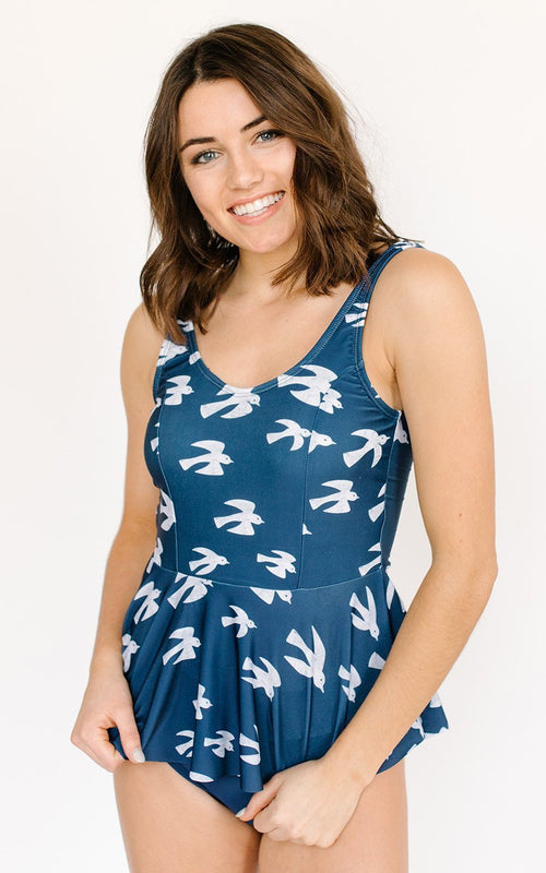 Birds Scoop Peplum Tankini Top