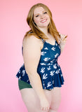 Birds Scoop Peplum Tankini Top