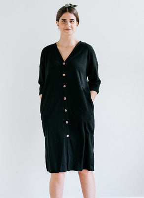 Black Button Front Cover-Up