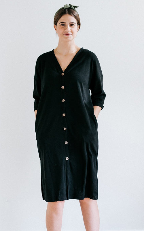 Black Button Front Cover-Up
