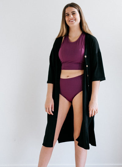 Black Button Front Cover-Up - S/M