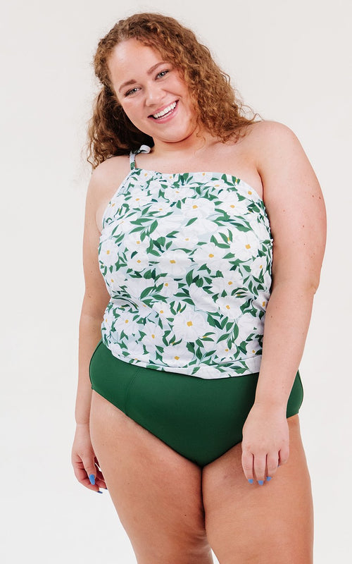 Blossoms One-Shoulder Tankini Top