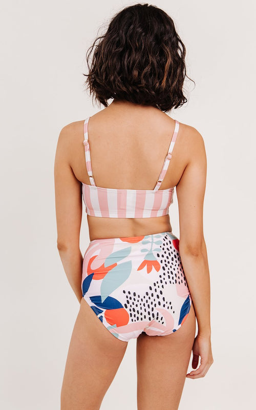 Abstract Floral High-Waist Bottom