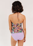 Crayon Floral Cinch-Neck Tankini Top