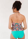 Crayon Floral Cinch-Neck Tankini Top