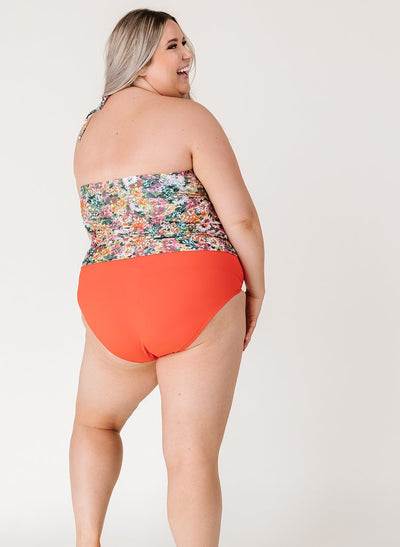 Crayon Floral Cinch-Neck Tankini Top - XXS