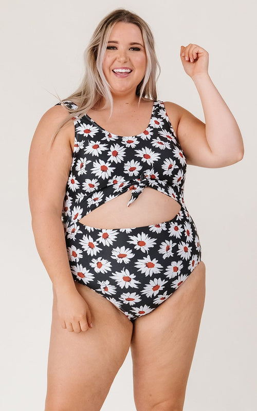 Retro Daisy Knotted One-Piece