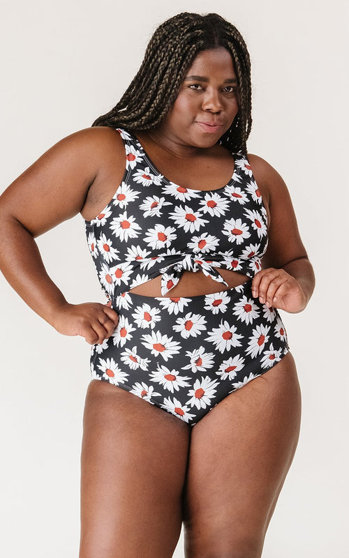 Retro Daisy Knotted One-Piece