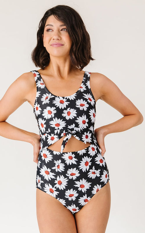 Retro Daisy Knotted One-Piece