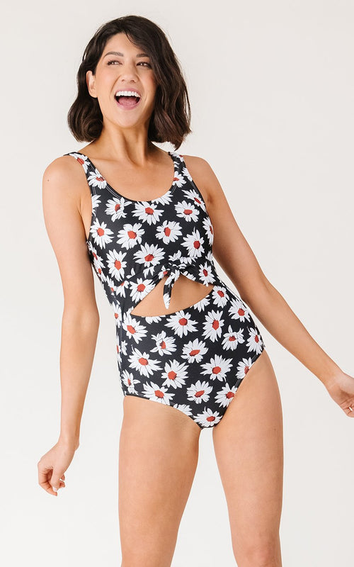 Retro Daisy Knotted One-Piece