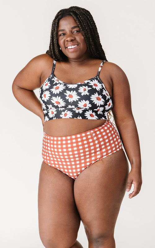 Rust Gingham High-Waist Bottom
