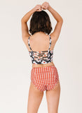Rust Gingham High-Waist Bottom