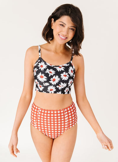 Rust Gingham High-Waist Bottom - XXS