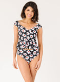 Retro Daisy Cap Sleeve Peplum