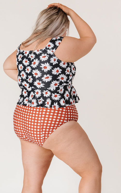 Retro Daisy Cap Sleeve Peplum