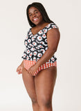 Retro Daisy Cap Sleeve Peplum