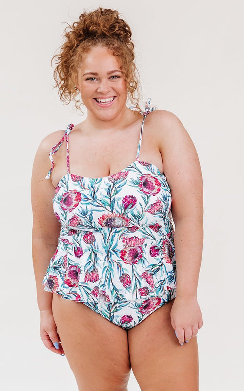 Desert Floral Classic Peplum Tankini Top