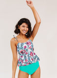 Desert Floral Classic Peplum Tankini Top