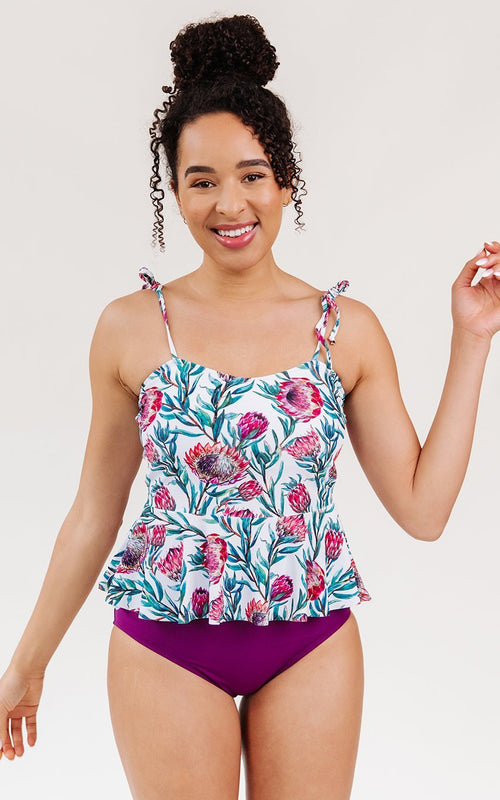 Desert Floral Classic Peplum Tankini Top
