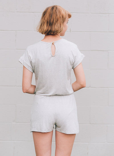 Gray Stripe Romper - S