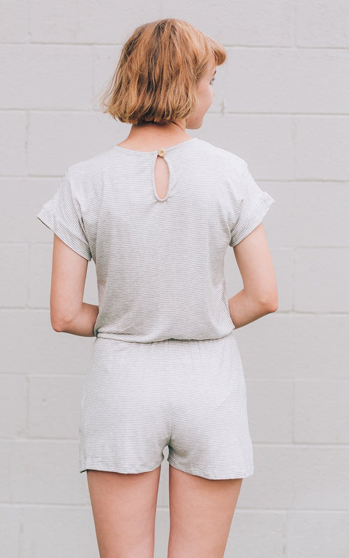 Gray Stripe Romper
