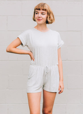 Gray Stripe Romper