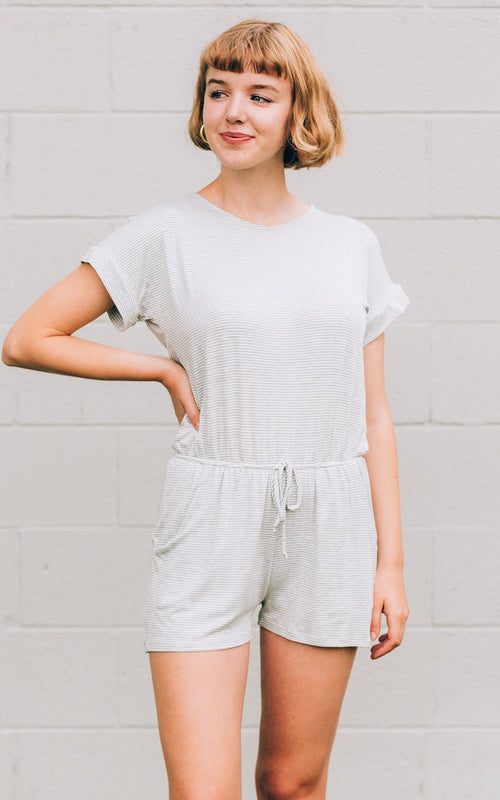 Gray Stripe Romper