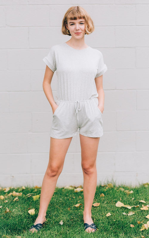 Gray Stripe Romper