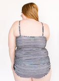 Black Stripe Wrap Tankini Top
