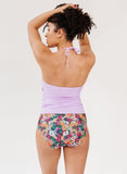 Lavender Cinch-Neck Tankini Top