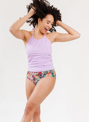 Lavender Cinch-Neck Tankini Top