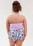Lavender Cinch-Neck Tankini Top