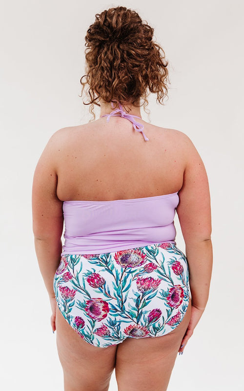Lavender Cinch-Neck Tankini Top