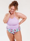 Lavender Cinch-Neck Tankini Top