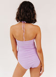 Lavender Cinch-Neck Tankini Top