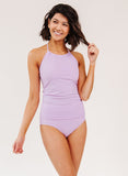 Lavender Cinch-Neck Tankini Top