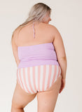 Lavender Cinch-Neck Tankini Top