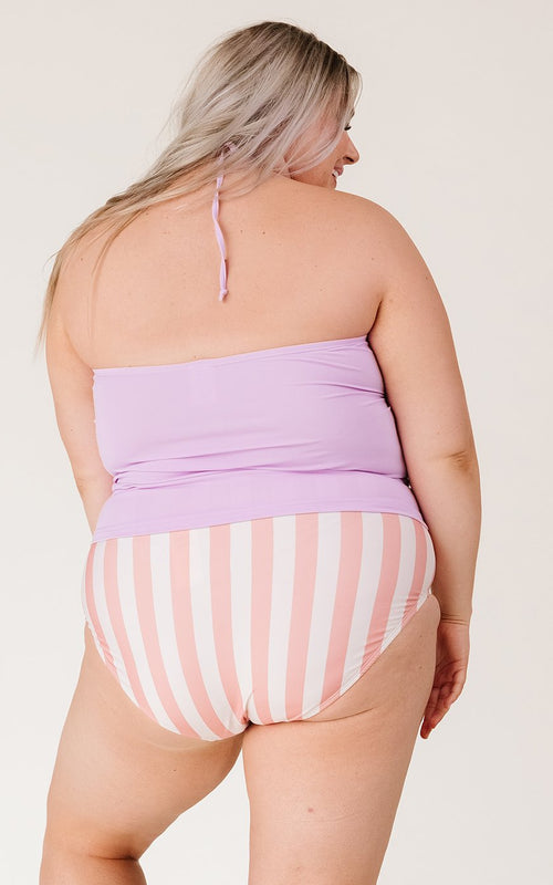 Lavender Cinch-Neck Tankini Top