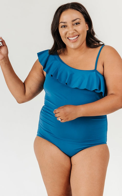 Marine One-Shoulder One-Piece
