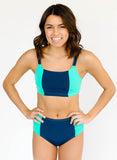 Mint-Navy Vintage Bralette