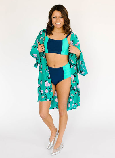 Mint-Navy Vintage Bralette - X-SMALL / Mint-Navy