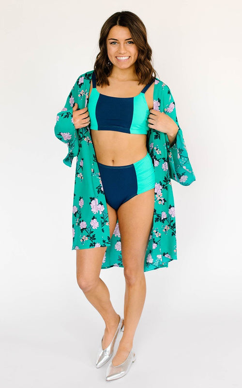 Mint-Navy Vintage Bralette